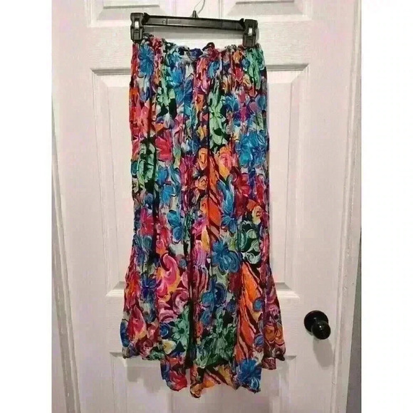 Vintage Midi CinchSkirt made in India Womens Medium Long Soft and Flowy Colorful - Picture 2 of 4